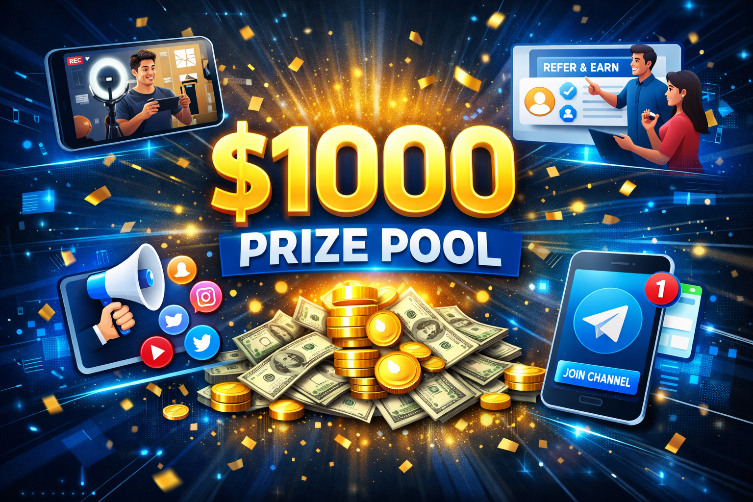 Join the Adsmone 1000 Dollar Giveaway and Earn Rewards by Completing Simple Tasks